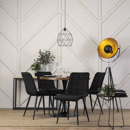 Apvalus stalas LINO 100 cm, rustic ąžuolas/juodas - Beauty Kit