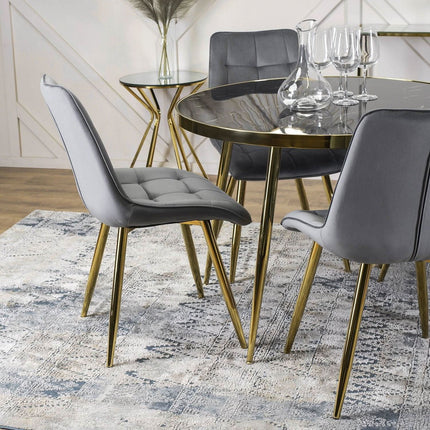 Apvalus stalas TINGA 100 cm, juoda/auksinė - Beauty Kit