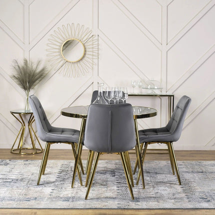 Apvalus stalas TINGA 100 cm, juoda/auksinė - Beauty Kit