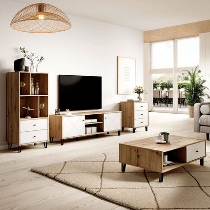 BACARDI lentyna su stalčiais, šviesaus ąžuolo/baltos spalvos - Beauty Kit