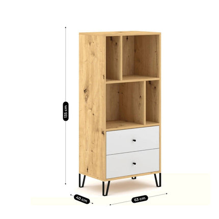 BACARDI lentyna su stalčiais, šviesaus ąžuolo/baltos spalvos - Beauty Kit