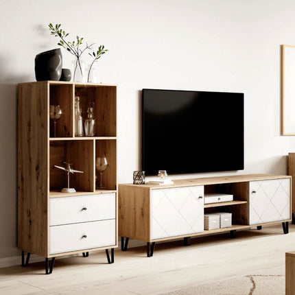 BACARDI lentyna su stalčiais, šviesaus ąžuolo/baltos spalvos - Beauty Kit