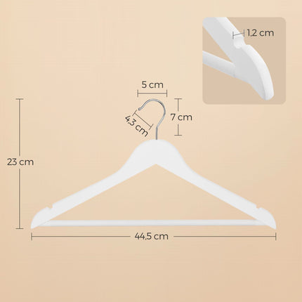 Baltos medinės pakabos CRW03W10, 10 vnt. - Beauty Kit