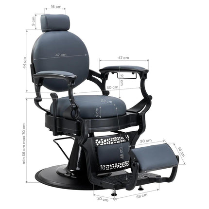 BeautyKit NICCOLO barberio kėdė 360° sukimosi mechanizmas – patogus darbas kirpykloje