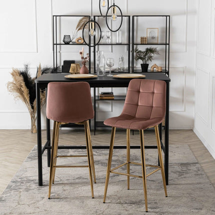 Baro kėdė ARIEL, rožinės spalvos aksomas - Beauty Kit