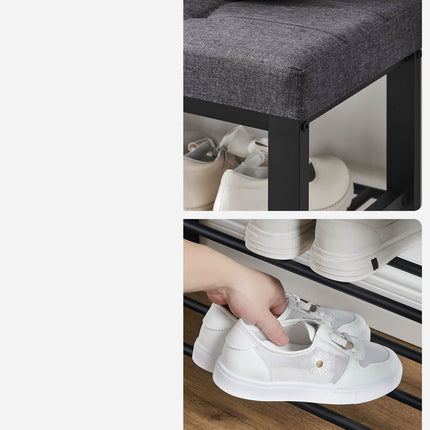 Batų lentyna su sėdyne LBS57GYZ, juoda - Beauty Kit