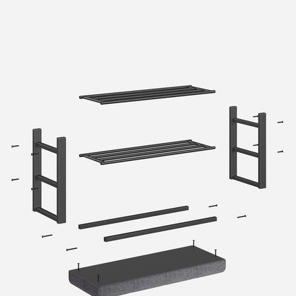 Batų lentyna su sėdyne LBS57GYZ, juoda - Beauty Kit