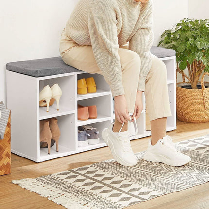 LHS010W01 batų spintelė – erdvė avalynei ir patogi sėdimoji vieta klientų laukiamajame