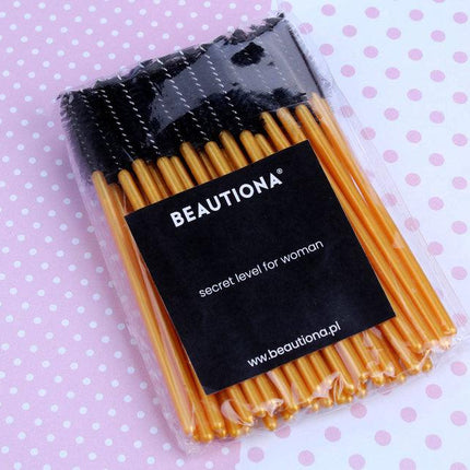 Blakstienų ir antakių šepetėliai, 50 vnt aukso spalvos - Beauty Kit