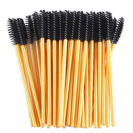 Blakstienų ir antakių šepetėliai, 50 vnt aukso spalvos - Beauty Kit