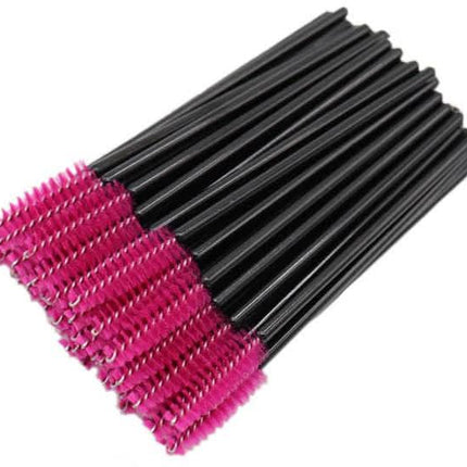 Blakstienų ir antakių šepetėliai, 50 vnt raudonos spalvos - Beauty Kit