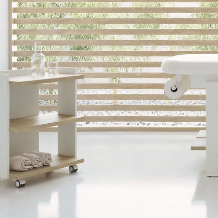 Kosmetologinis vežimėlis Living, rudai balta spalva