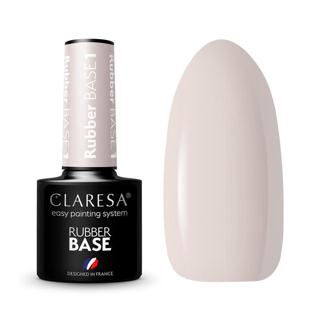 CLARESA Rubber Base 1 kaučiukinė gelinio lako bazė 5g – profesionali manikiūro bazė silpniems nagams