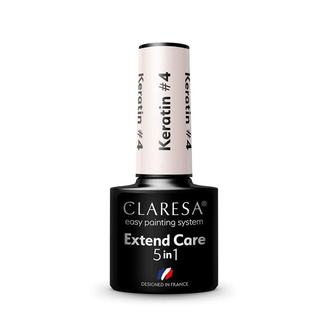CLARESA hibridinė gelinio lako bazė Extend Care 5 in 1 Keratin 4, 5 g – profesionali manikiūro bazė su keratino proteinais