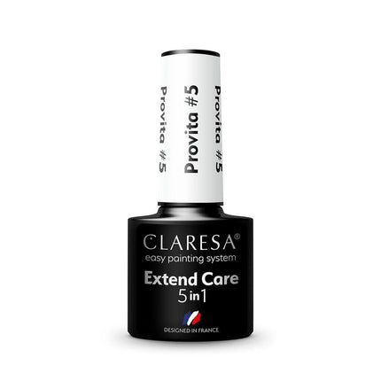 CLARESA hibridinė gelinio lako bazė Extend Care 5 in 1 Provita 5 g – manikiūro bazė su vitaminu E, biotinu ir kalciu trapiems