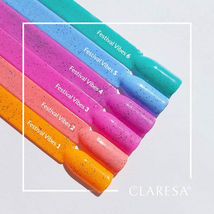 CLARESA Festival Vibes 3 hibridinis lakas – intensyvus blizgesys ir tikslus tepimas, tinkamas salonų manikiūrui