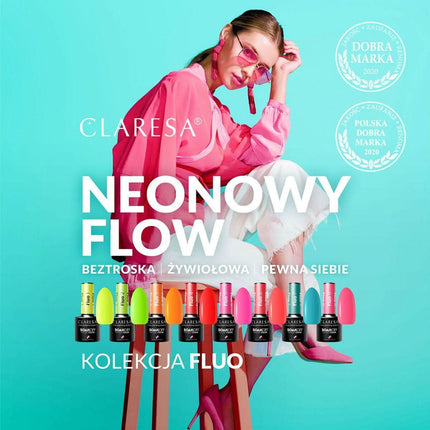 CLARESA FLUO 8 – profesionalus hibridinis lakas pedikiūrui ir manikiūrui, neoninė rožinė