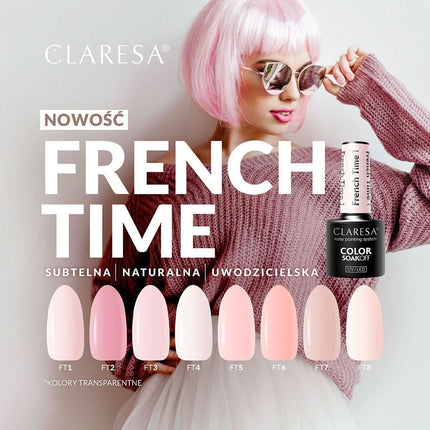 CLARESA hibridinis lakas nude atspalvis French Time kolekcija – universalus pasirinkimas salonams 5g