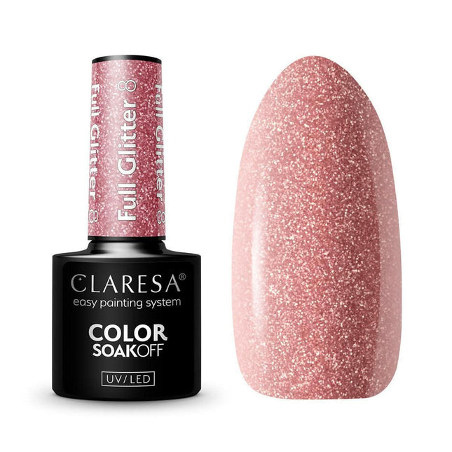 CLARESA hibridinis nagų lakas FULL GLITTER 8, 5g - Beauty Kit