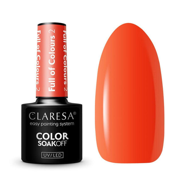 CLARESA hibridinis nagų lakas Full of Colors 2 5g – intensyviai pigmentuotas raudonas lakas manikiūrui