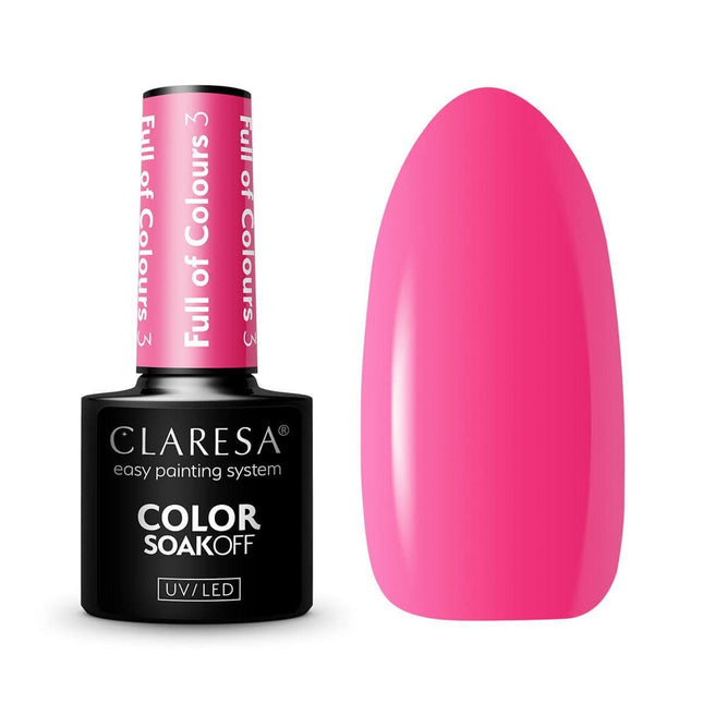 CLARESA hibridinis nagų lakas Full of Colors 3 5g – šilta rožinė spalva manikiūrui ir pedikiūrui