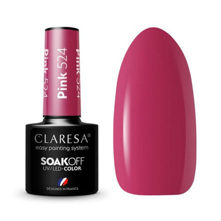 CLARESA hibridinis nagų lakas PINK 524 5g – rožinis manikiūro lakas profesionalams