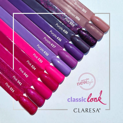 CLARESA PINK 551 hibridinis lakas – subtilus rožinis atspalvis su blizgučiais kasdieniams ir vakariniams nagų dizainams