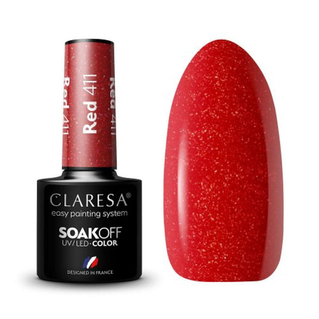 CLARESA hibridinis nagų lakas RED 411, 5g - Beauty Kit