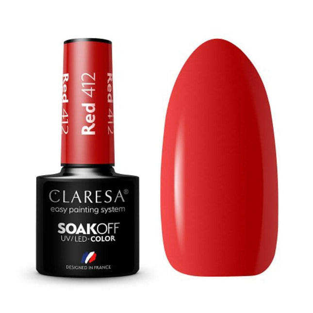 CLARESA hibridinis nagų lakas RED 412, 5g - Beauty Kit