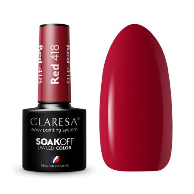 CLARESA hibridinis nagų lakas RED 418, 5g - Beauty Kit