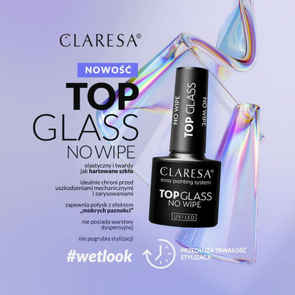 CLARESA hibridinis viršutinis gelio sluoksnis Top Glass, 5g - Beauty Kit