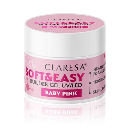 CLARESA 12g Baby Pink nagų statybinis gelis pedikiūrui ir manikiūrui – ilgalaikis rezultatas
