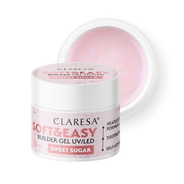 CLARESA Soft&Easy Sweet Sugar nagų statybinis gelis 90g manikiūrui ir pedikiūrui – ilgalaikis builder gel