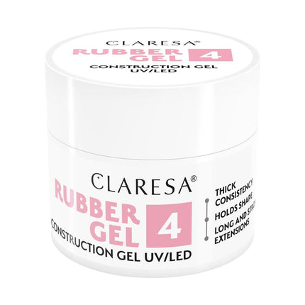 CLARESA nagų priauginimo gelis RUBBER GEL 4, 90g - Beauty Kit
