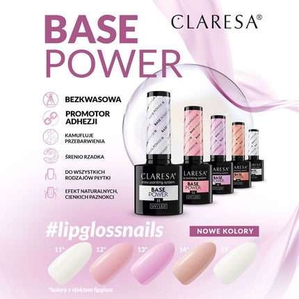 CLARESA Power Base 5 g – vidutiniškai skysta konsistencija patikimam nagų sukibimui