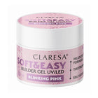 CLARESA Soft&Easy statybinis gelis BLINKING PINK mirksi rožinis 45g – profesionalus statybinis gelis nagams ilgalaikiam manik