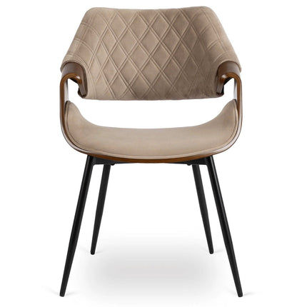 DAKOTA Beige/Walnut Veliūrinė kėdė - Beauty Kit