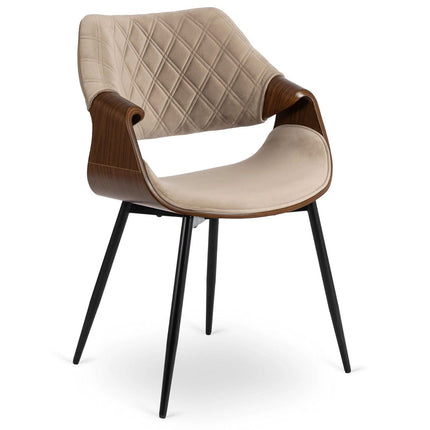 DAKOTA Beige/Walnut Veliūrinė kėdė - Beauty Kit