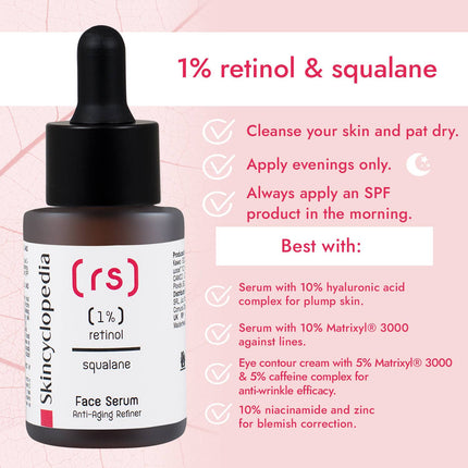 Skincyclopedia veido serumas brandžiai odai su 1% retinoliu ir skvalenu, 30ml