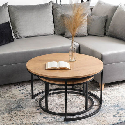 DELIA MAX kavos staliukų rinkinys, auksinio ąžuolo/juodos spalvos - Beauty Kit