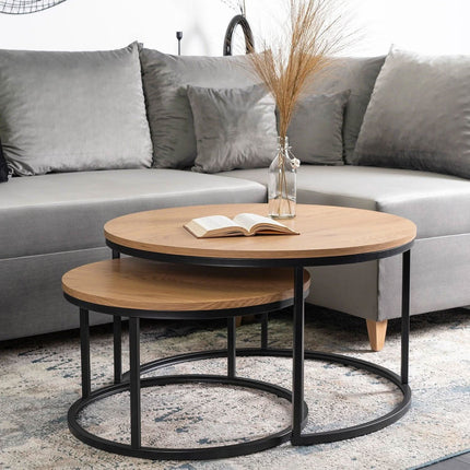 DELIA MAX kavos staliukų rinkinys, auksinio ąžuolo/juodos spalvos - Beauty Kit