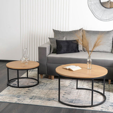 DELIA MAX kavos staliukų rinkinys, auksinio ąžuolo/juodos spalvos - Beauty Kit