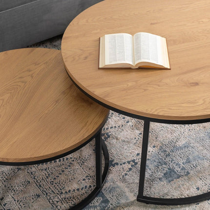 DELIA MAX kavos staliukų rinkinys, auksinio ąžuolo/juodos spalvos - Beauty Kit