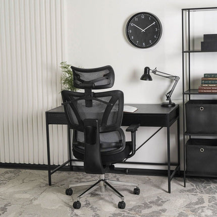 Mebel Elite juodas DELSIN fotelis manikiūro studijoms – ergonomiška sėdima vieta klientui
