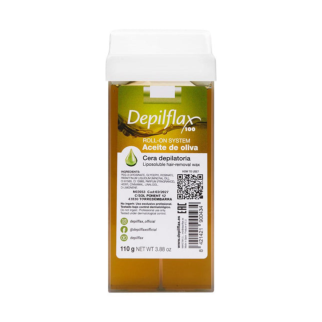 DEPILFLAX 100 depiliacinis vaškas kasetė OLIVE, 110 g - Beauty Kit