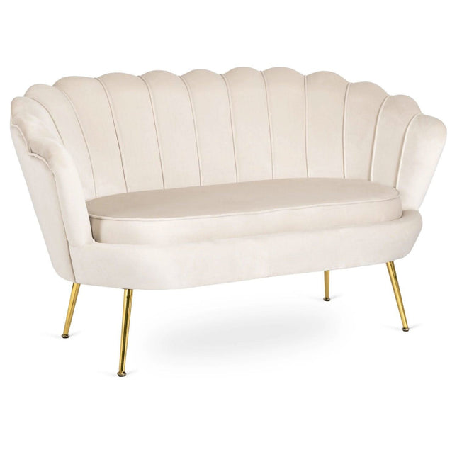 Dviejų vietų sofa ZENDAYA – kreminės spalvos, su auksinėmis kojelėmis - Beauty Kit