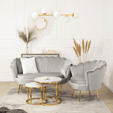Mebel Elite pilkos spalvos ZENDAYA sofa – patogus sėdėjimas klientams grožio salone