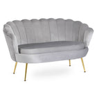 Mebel Elite ZENDAYA dviejų vietų sofa pilkos spalvos su auksinėmis kojelėmis grožio salonui