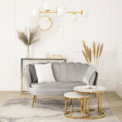 Mebel Elite pilkos spalvos salonų sofa ZENDAYA – modernaus dizaino laukiamojo baldas