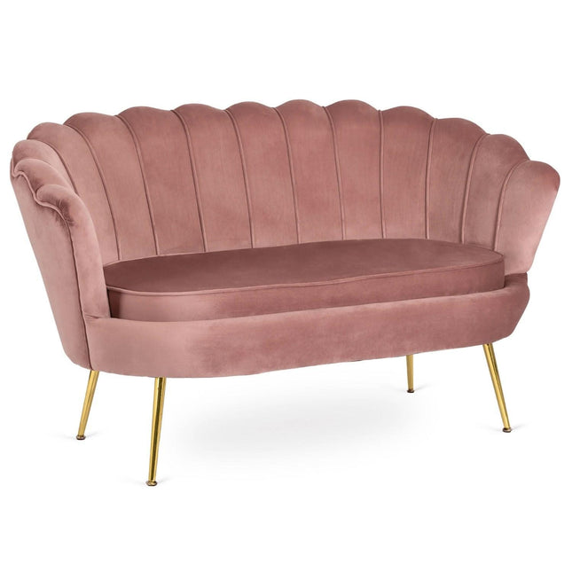 Dviejų vietų sofa ZENDAYA – rožinės spalvos, su auksinėmis kojelėmis - Beauty Kit